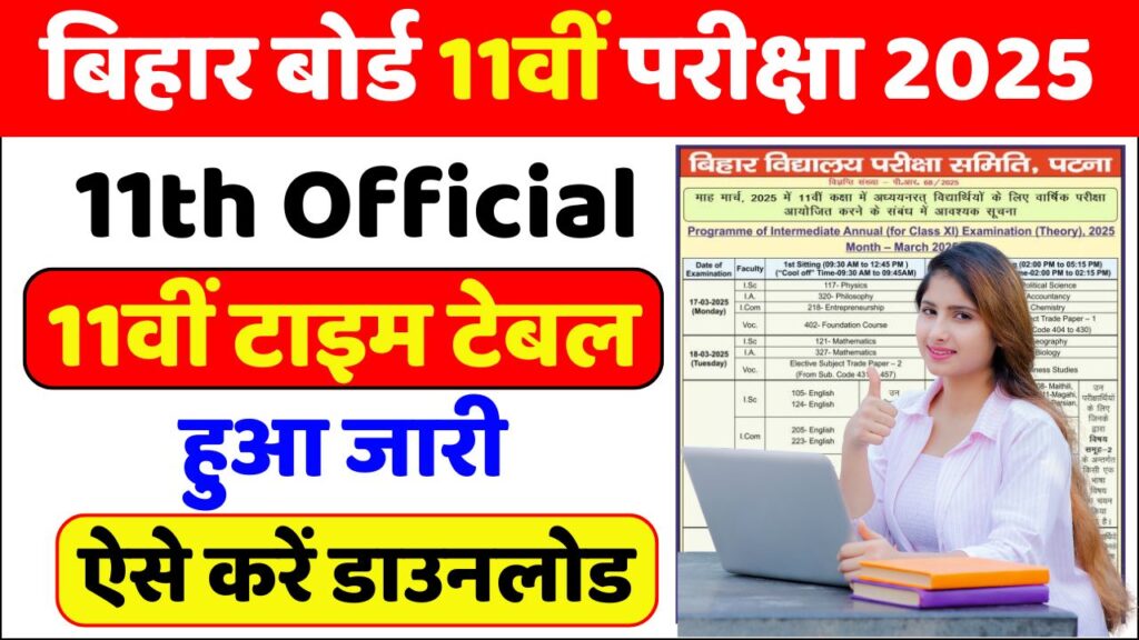 Bihar Board 11th Annual Exam 2025 Routine